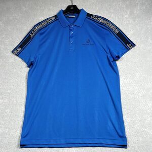 J. Lindeberg Polo Shirt Mens Size Large Blue Relaxed Fit Golf Performance